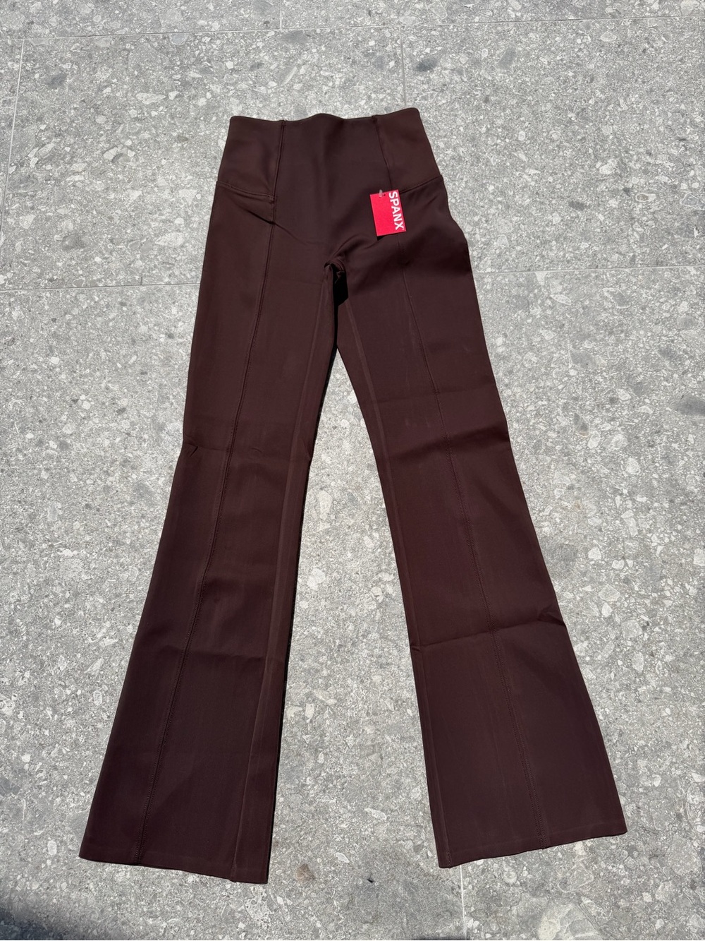 Spanx | Satin-Finish High Waist Flared Leggings in Deep Brown XS 30” Inseam NWT